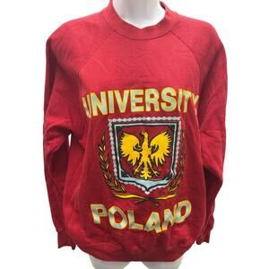 Vtg 80’s University Poland Polska Polish Graphic Crewneck Sweatshirt M Oversized
